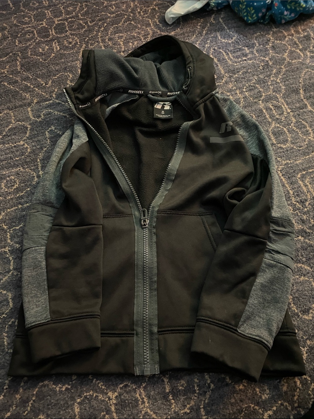 Russell Athletic Black Full-Zip Hooded Jacket. Perfect for Fall
